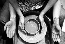 debra teaching pottery skills