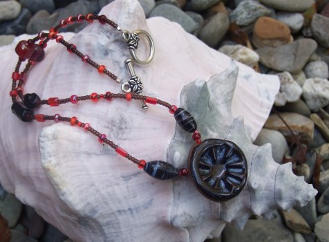 Blue and Red - beaded jewelry by Debra A. Griffin