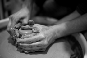 debra teaching pottery skills