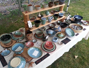 debra griffin pottery at the ashland farmers market in Ashland, Massachusetts