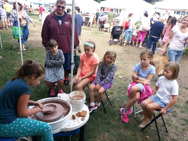 debra griffin pottery at the ashland farmers market in Ashland, MA