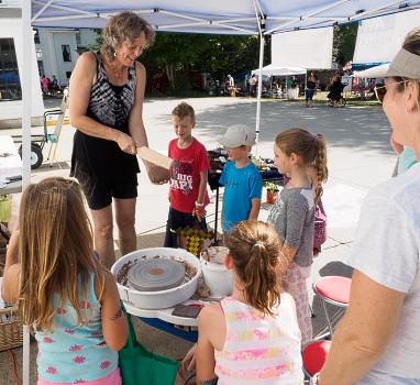 debra griffin pottery demo at Medfield Day, Medfield, MA