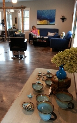 debra griffin pottery and necklaces at Sky Salon, Lincoln, MA