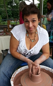 debra griffin pottery at the ashland farmers market in Ashland, MA